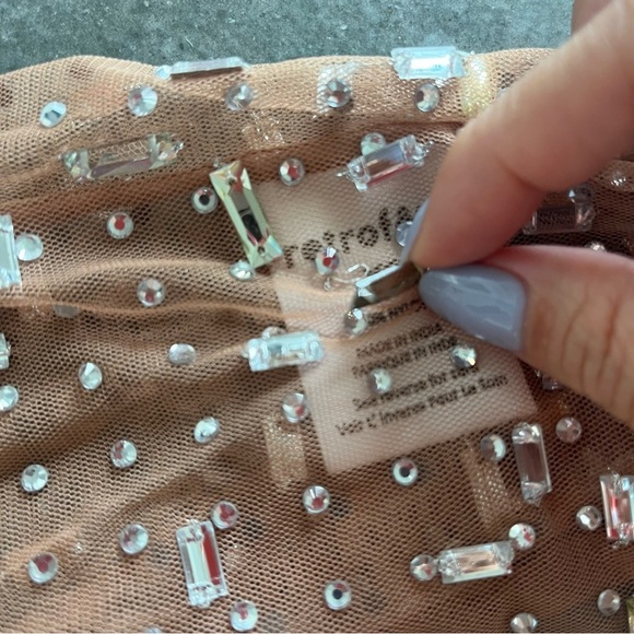 Retrofete Vinci nude sheer crystal dress gala gown floor length maxi diamond XS - Picture 5 of 6